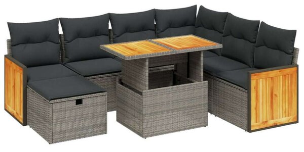 VidaXL Polyrattan Kerti Ülőgarnitúra - 8 részes - Szürke