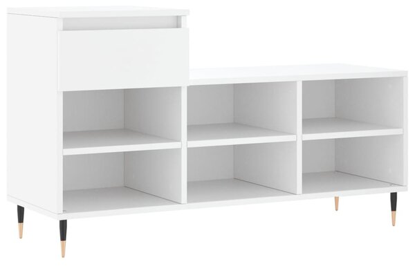 Fehér szerelt fa cipősszekrény 102x36x60 cm