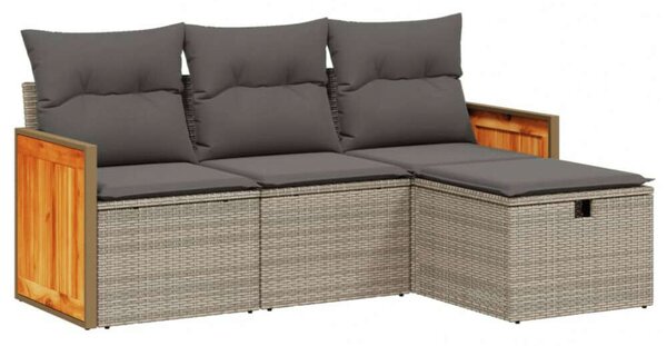 VidaXL Polyrattan Kerti Ülőgarnitúra - 4 Részes - Szürke