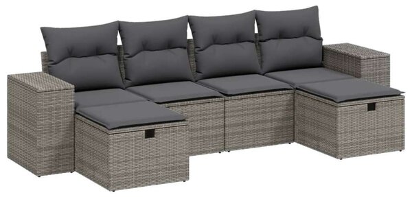 Polyrattan Kerti Ülőgarnitúra - 6 részes - Szürke