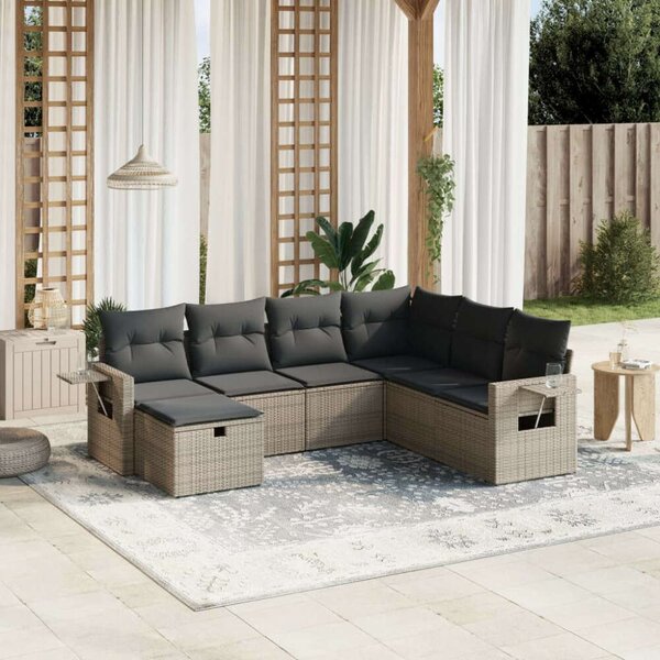 VidaXL Polyrattan Kerti Ülőgarnitúra - 7 részes - Szürke