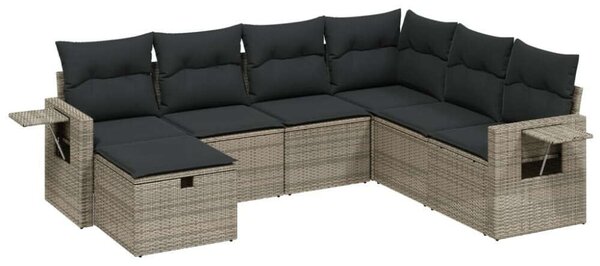 VidaXL Polyrattan Kerti Ülőgarnitúra - 7 részes - Szürke