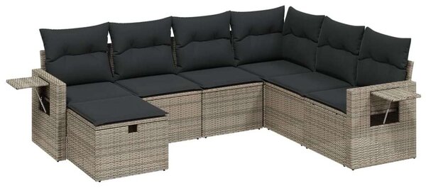 VidaXL Polyrattan Kerti Ülőgarnitúra - 7 részes - Szürke
