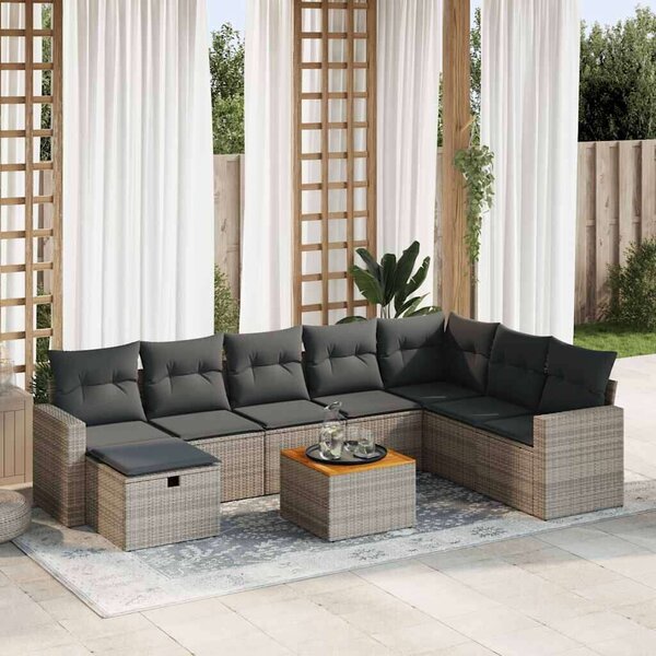 VidaXL 9 részes szürke polyrattan kerti ülőgarnitúra
