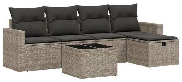 VidaXL Polyrattan Kerti Ülőgarnitúra - 6 részes - Szürke