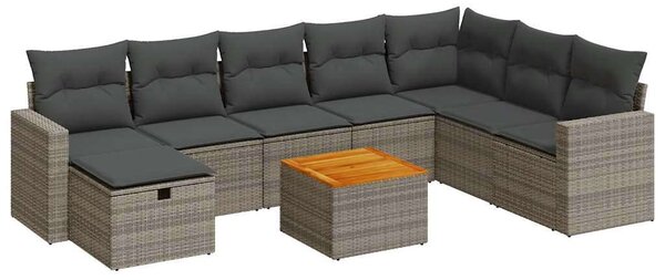 VidaXL 9 részes szürke polyrattan kerti ülőgarnitúra