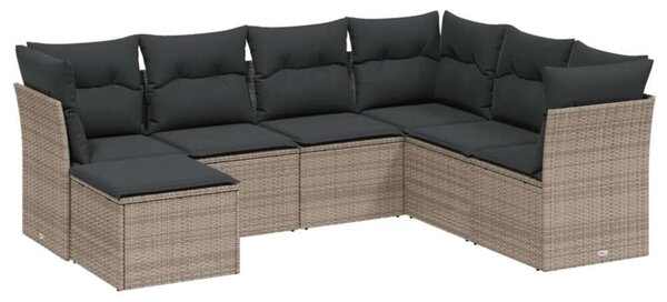 Polyrattan Kerti Ülőgarnitúra - 7 részes - Szürke
