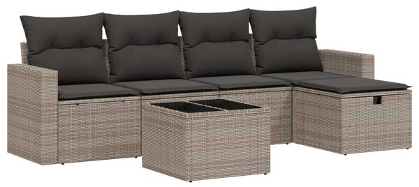 VidaXL Polyrattan Kerti Ülőgarnitúra - 6 részes - Szürke