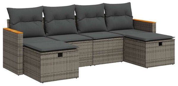 VidaXL Polyrattan Kerti Ülőgarnitúra - 6 részes - Szürke