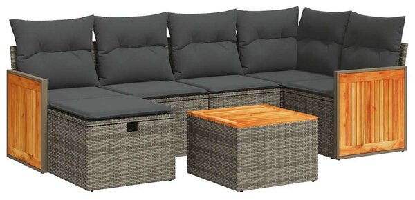 VidaXL Polyrattan Kerti Ülőgarnitúra - 7 részes - Szürke