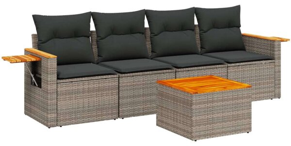 Polyrattan Kerti Ülőgarnitúra - 8 részes - Szürke