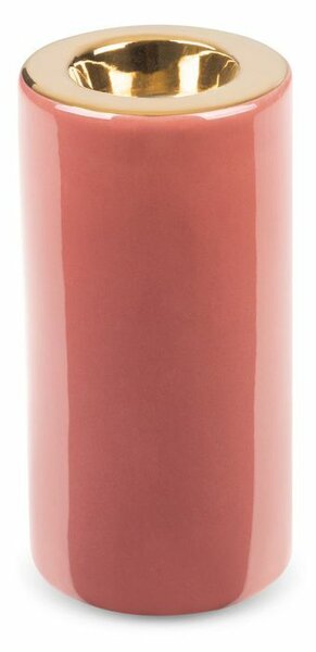 Sibel kerámia gyertyatartó Sötét rózsaszín/arany 8x8x15 cm