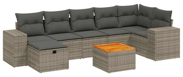 VidaXL Polyrattan Kerti Ülőgarnitúra - 8 részes, Szürke