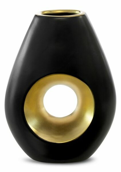 Mira1 kerámia váza Fekete/arany 15x7x20 cm