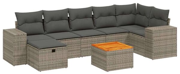 VidaXL Polyrattan Kerti Ülőgarnitúra - 8 részes, Szürke