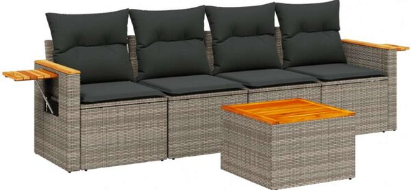 Polyrattan Kerti Ülőgarnitúra - 8 részes - Szürke