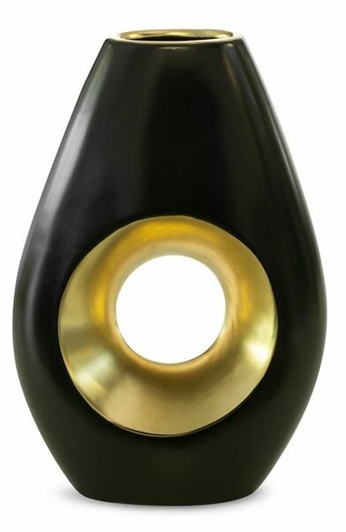 Mira1 kerámia váza Fekete/arany 17x8x25 cm