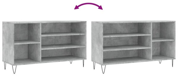 Betonszürke szerelt fa cipőszekrény 102x36x60 cm