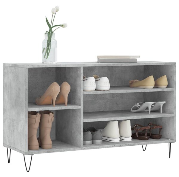 Betonszürke szerelt fa cipőszekrény 102x36x60 cm