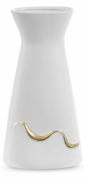 Ebru1 kerámia váza Fehér/arany 20x12x38 cm