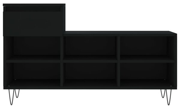 Fekete szerelt fa cipősszekrény 102x36x60 cm