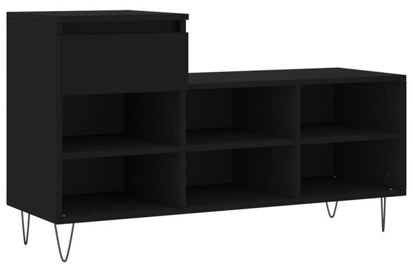 Fekete szerelt fa cipősszekrény 102x36x60 cm