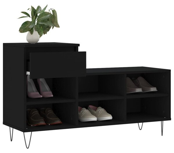 Fekete szerelt fa cipősszekrény 102x36x60 cm