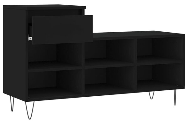 Fekete szerelt fa cipősszekrény 102x36x60 cm