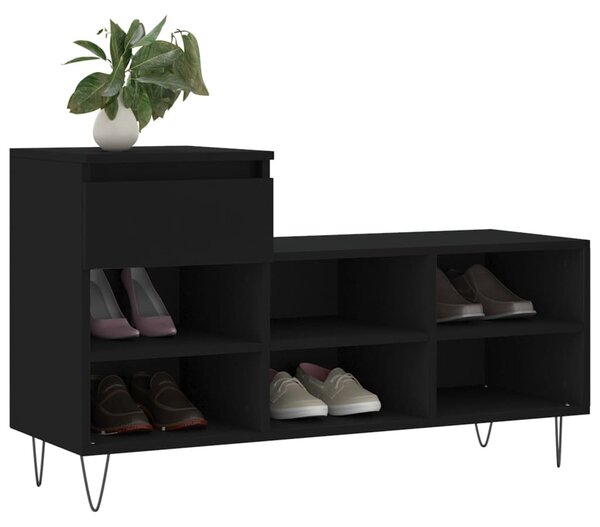 Fekete szerelt fa cipősszekrény 102x36x60 cm