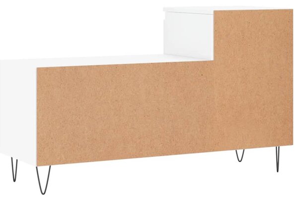 Magasfényű fehér szerelt fa cipősszekrény 102x36x60 cm