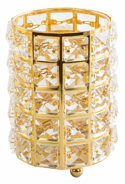 Tesa dekoratív arany gyertyatartó kristályokkal 11x15 cm