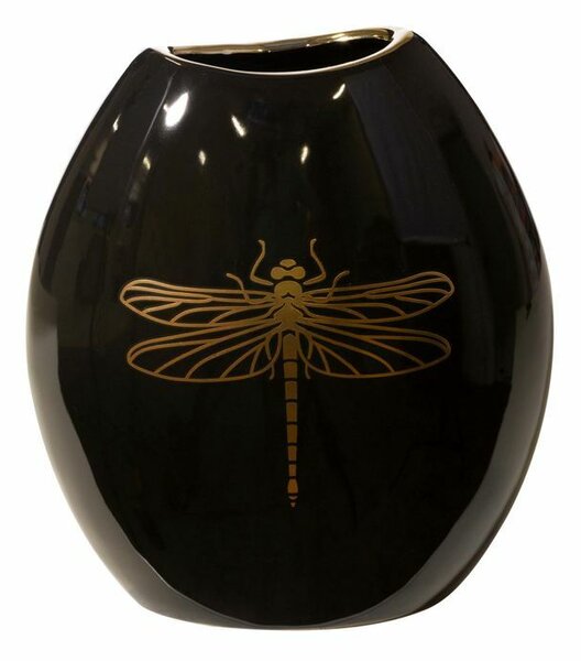 Lori kerámia váza Fekete/arany 18x9x20 cm