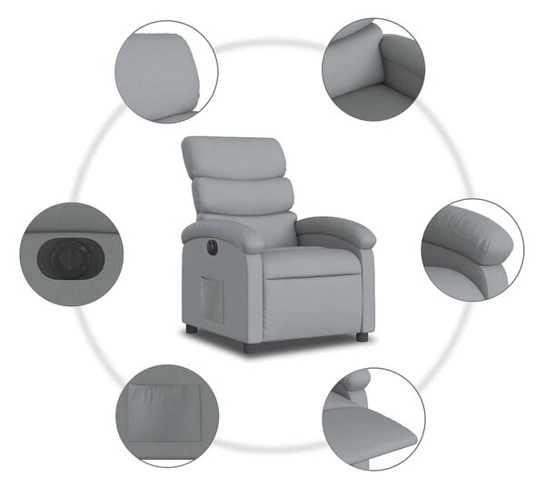 Világosszürke szövet elektromos dönthető fotel