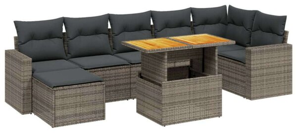 VidaXL Polyrattan Kerti Ülőgarnitúra - 8 részes - Szürke