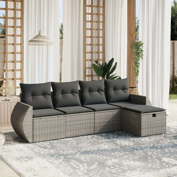 VidaXL Polyrattan Kerti Ülőgarnitúra - 5 részes - Szürke
