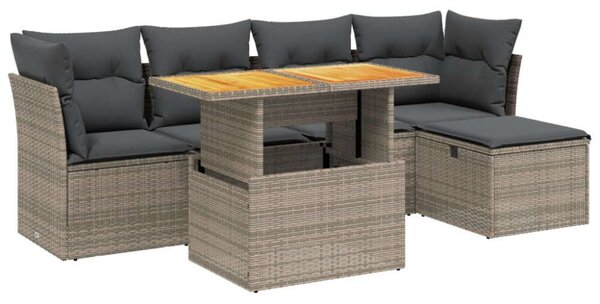 Polyrattan Kerti Ülőgarnitúra - 6 részes - Szürke