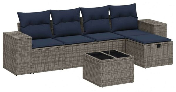 VidaXL Polyrattan Kerti Ülőgarnitúra - 6 részes - Szürke
