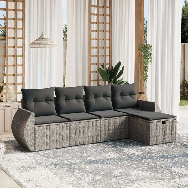 VidaXL Polyrattan Kerti Ülőgarnitúra - 5 részes - Szürke