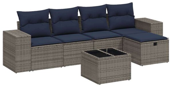 VidaXL Polyrattan Kerti Ülőgarnitúra - 6 részes - Szürke