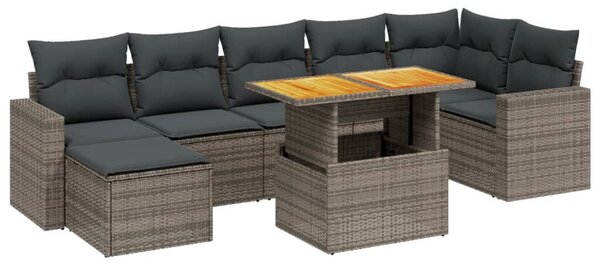 VidaXL Polyrattan Kerti Ülőgarnitúra - 8 részes - Szürke