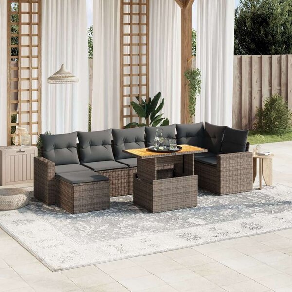 VidaXL Polyrattan Kerti Ülőgarnitúra - 8 részes - Szürke