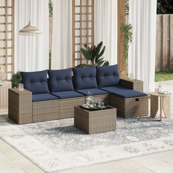 VidaXL Polyrattan Kerti Ülőgarnitúra - 6 részes - Szürke