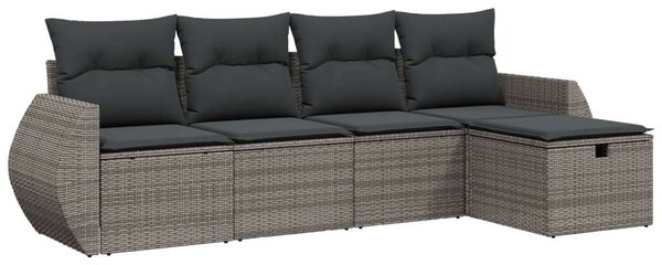 VidaXL Polyrattan Kerti Ülőgarnitúra - 5 részes - Szürke