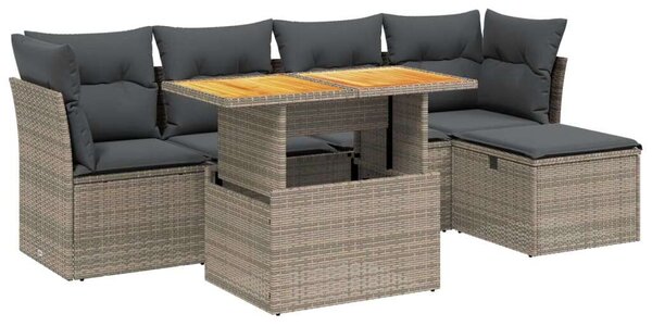 Polyrattan Kerti Ülőgarnitúra - 6 részes - Szürke