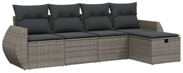 VidaXL Polyrattan Kerti Ülőgarnitúra - 5 részes - Szürke