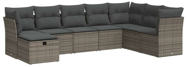 VidaXL Polyrattan Kerti Ülőgarnitúra - 8 részes - Szürke