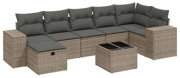 VidaXL Polyrattan Kerti Ülőgarnitúra - 8 részes - Szürke