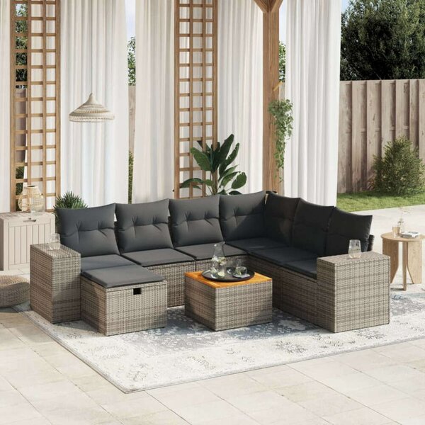 VidaXL Polyrattan Kerti Ülőgarnitúra - 8 részes - Szürke