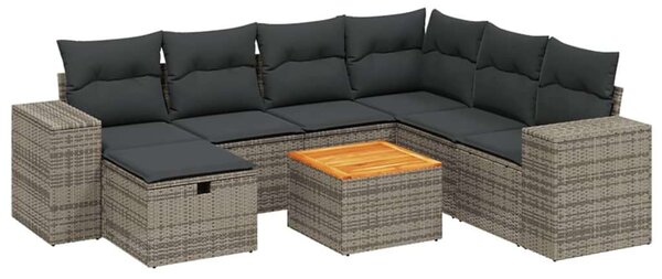 VidaXL Polyrattan Kerti Ülőgarnitúra - 8 részes - Szürke