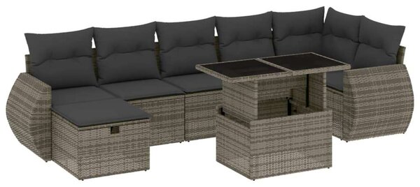VidaXL Polyrattan Kerti Ülőgarnitúra - 8 részes - Szürke